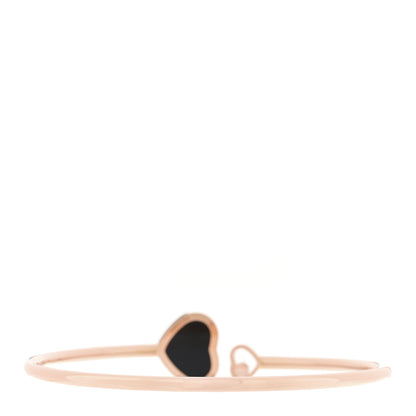 Chopard 18K Rose Gold Diamond Black Onyx Happy Hearts Bangle Bracelet 2 of 5
