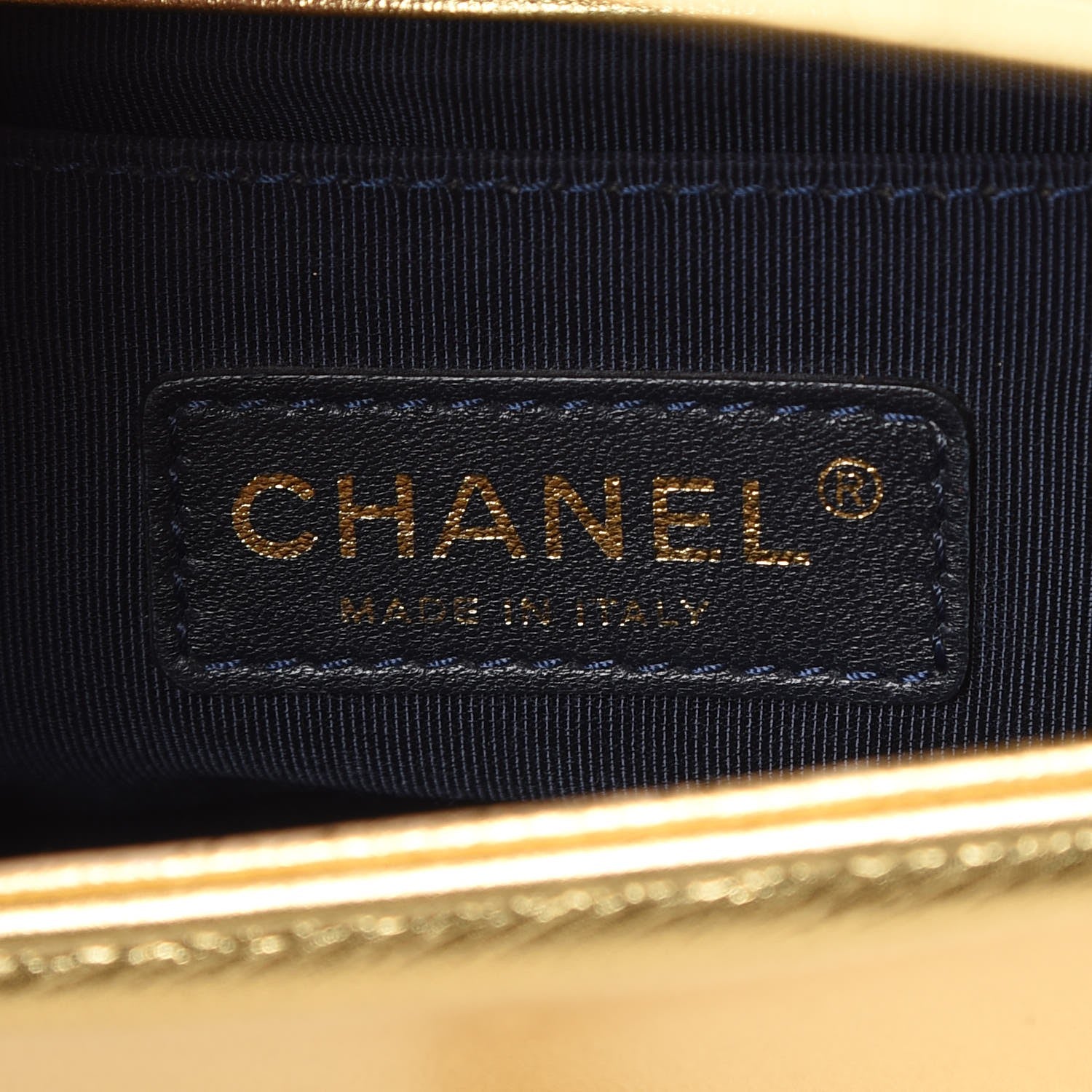 Chanel Metallic Lambskin Embossed Small Cube Boy Flap Gold 6 of 12