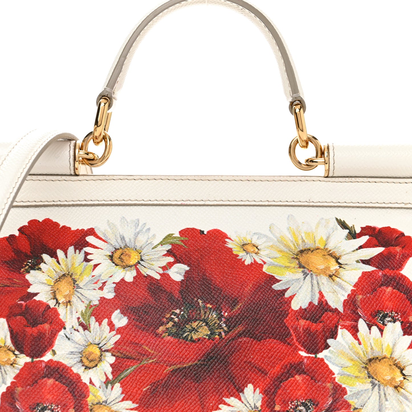 DOLCE & GABBANA Dauphine St.Giap Papaveri Print Medium Miss Sicily Satchel White Multicolor