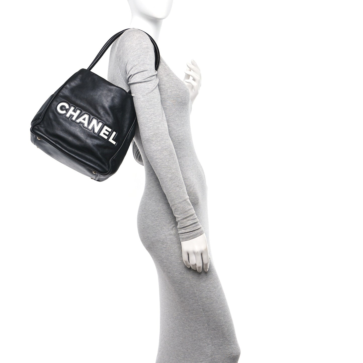 Lambskin Camellia Tote Black