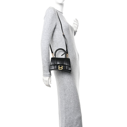 Balenciaga Shiny Box Calfskin Hourglass Top Handle Bag XS Black 2 of 9