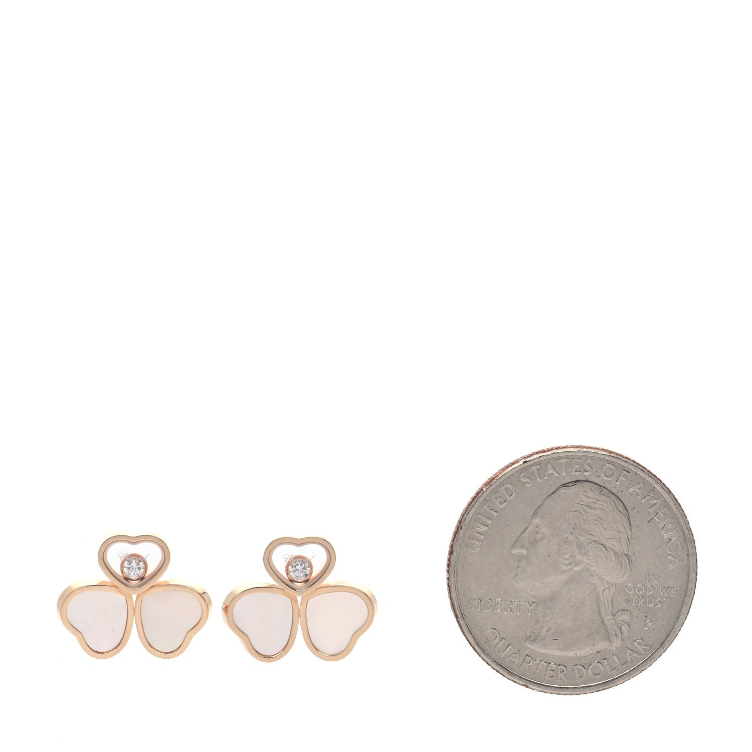 Chopard 18K Rose Gold Diamond Mother of Pearl Floating Happy Hearts Wings Earrings 2 of 5