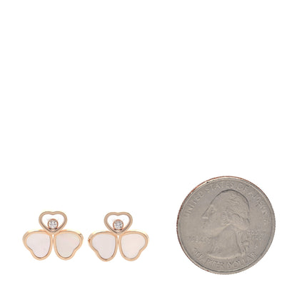 Chopard 18K Rose Gold Diamond Mother of Pearl Floating Happy Hearts Wings Earrings 2 of 5