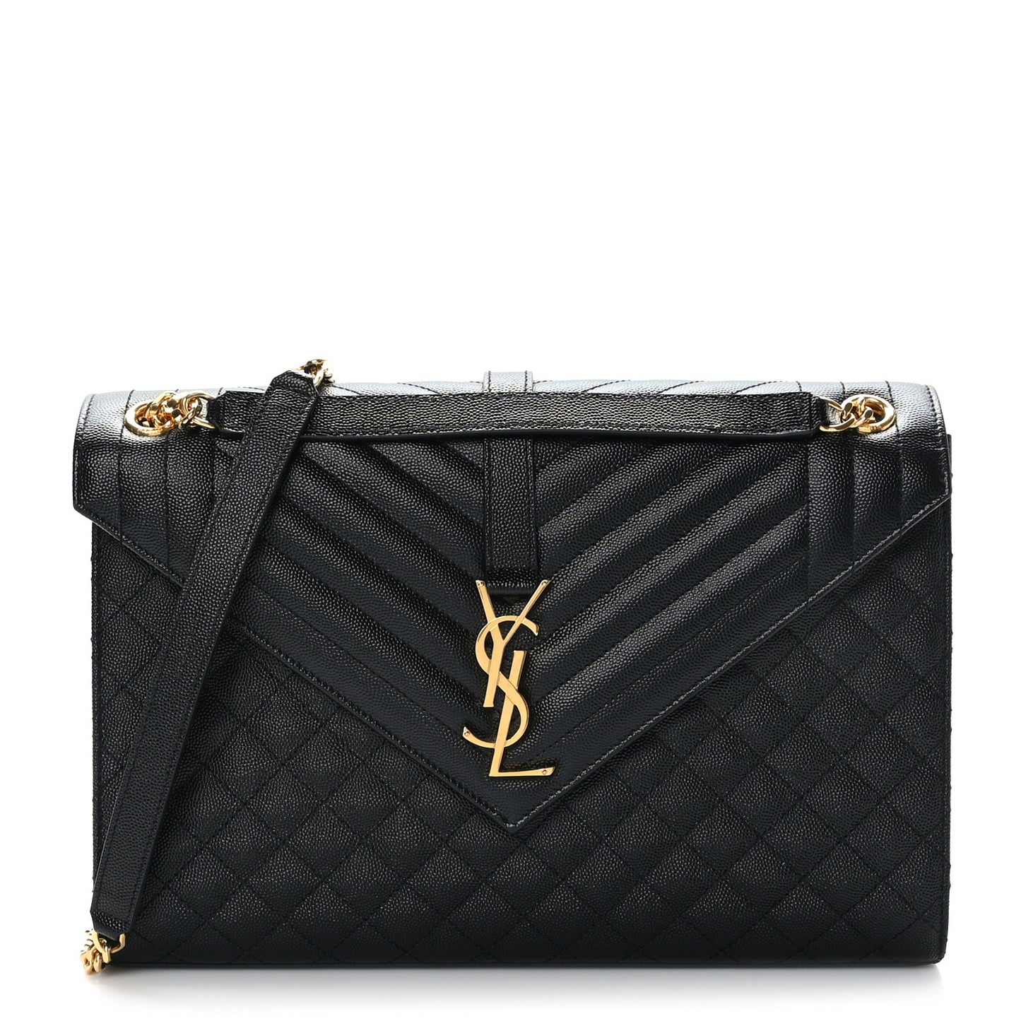 Grain De Poudre Textured Mixed Matelasse Large Triquilt Monogram Satchel Black