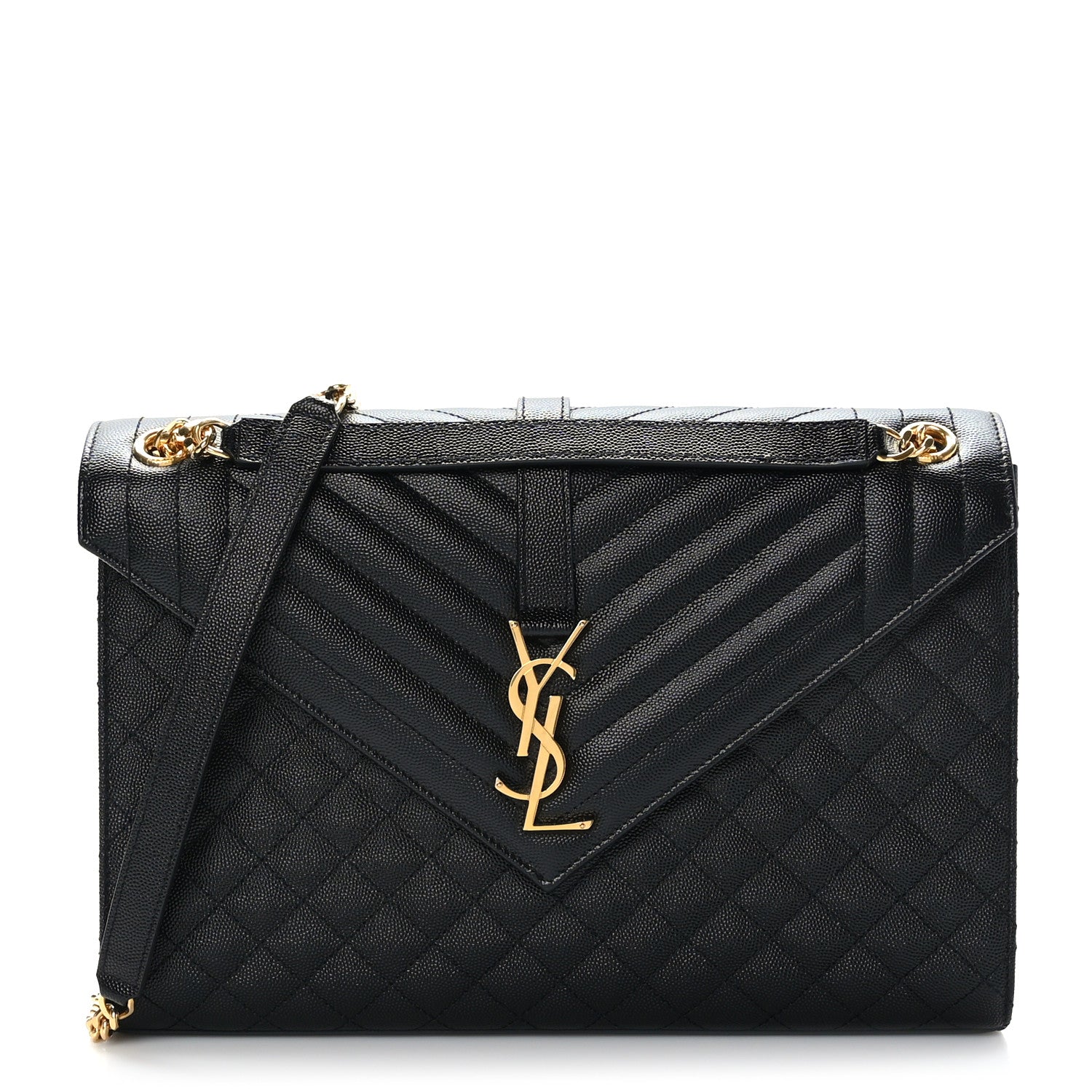 Saint Laurent Grain De Poudre Textured Mixed Matelasse Large Triquilt Monogram Satchel Black 1 of 8