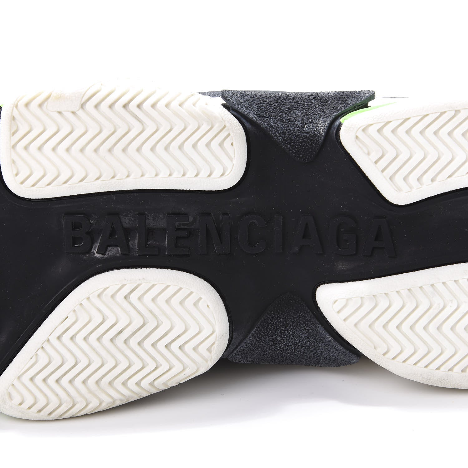 Balenciaga Fabric Mesh Womens Triple S Sneakers 40 White Green Fluo Black 8 of 10