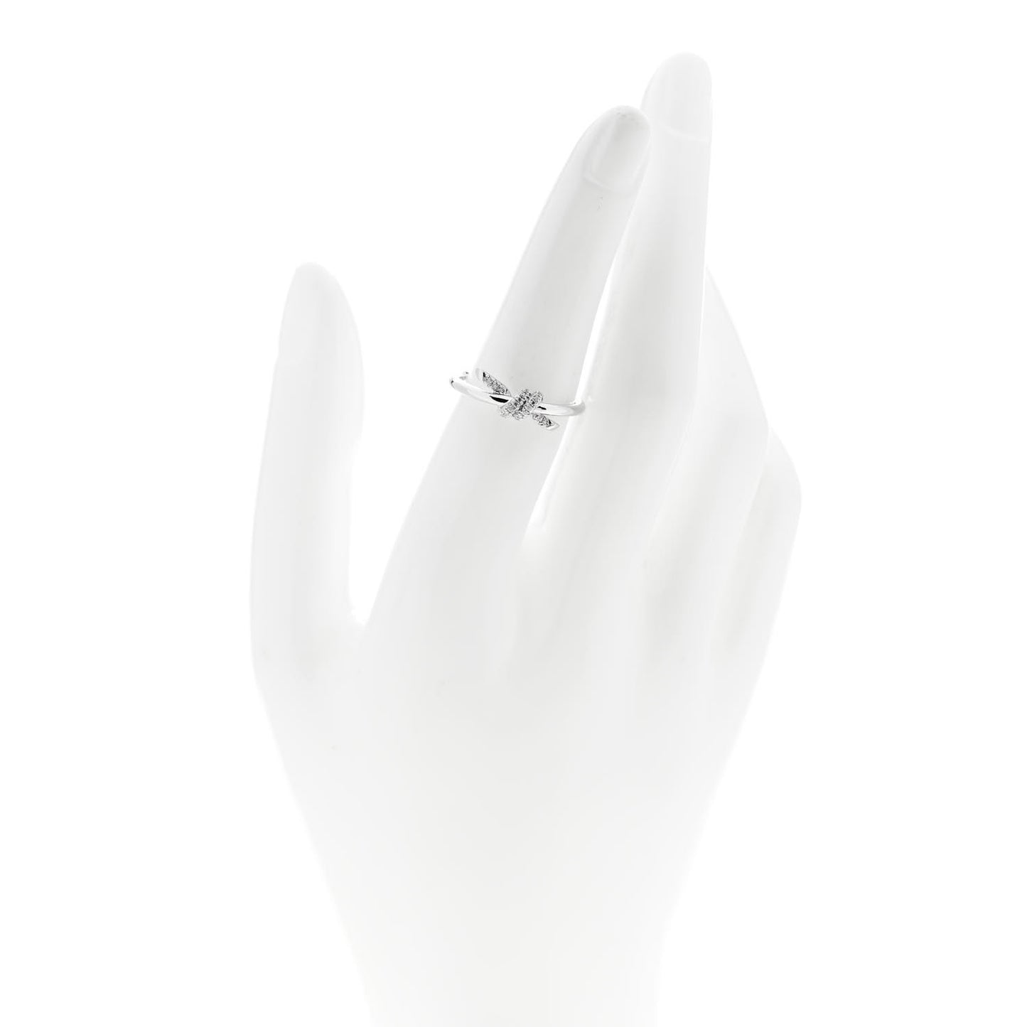 18K White Gold Diamond Small Knot Ring 54 6.75