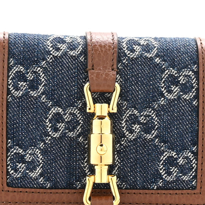Gucci New Denim GG Monogram Jackie 1961 Card Case Blue Tea Cuir 10 of 11