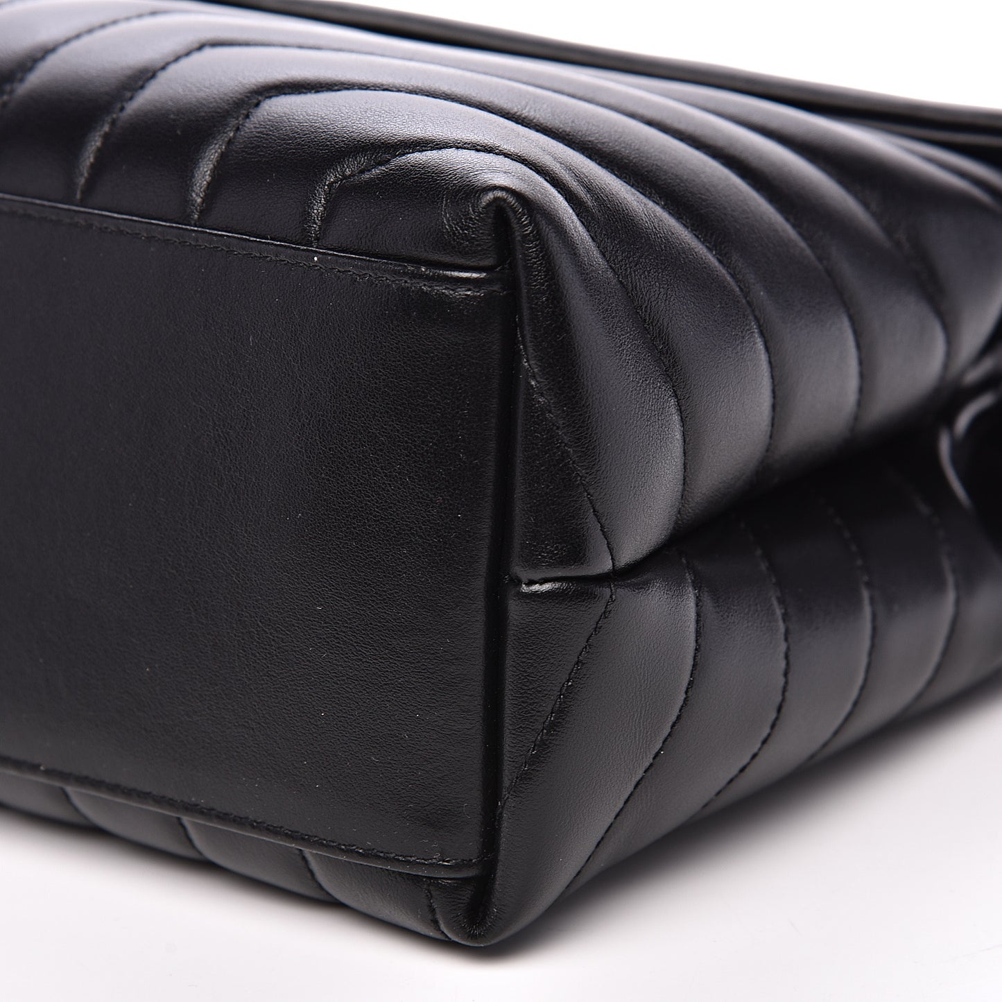 Calfskin Y Quilted Monogram Medium Loulou Chain Satchel Black