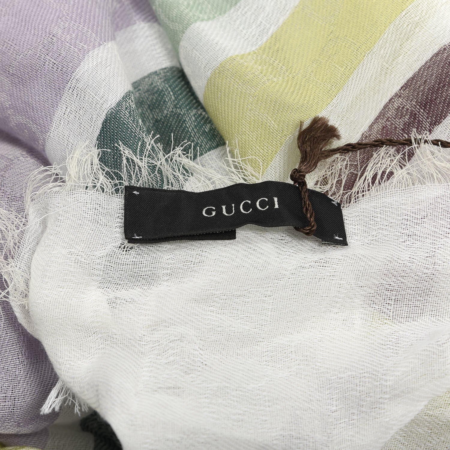 Gucci Cotton Monogram Striped Scarf White Multicolor 3 of 3