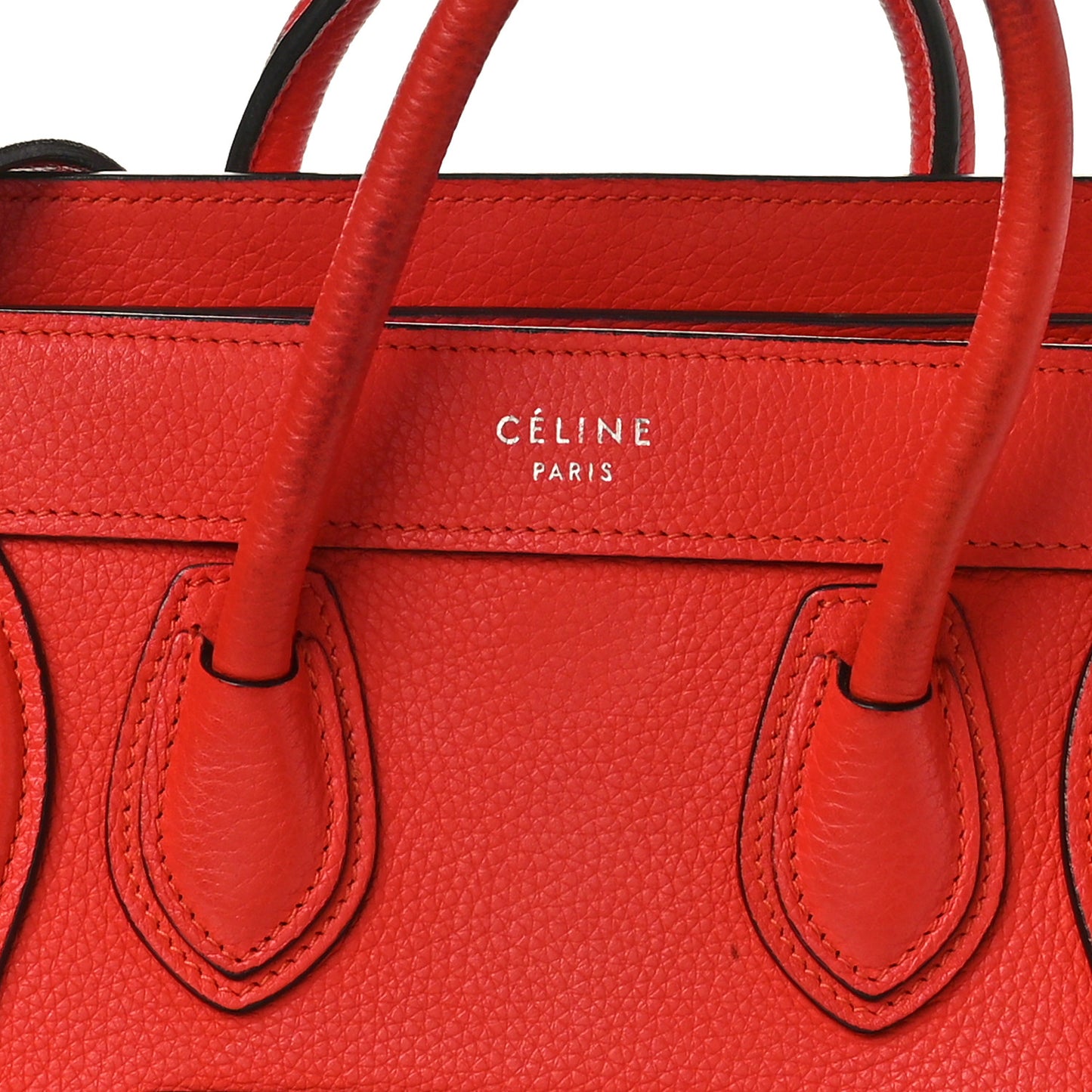 Drummed Calfskin Nano Luggage Coquelicot