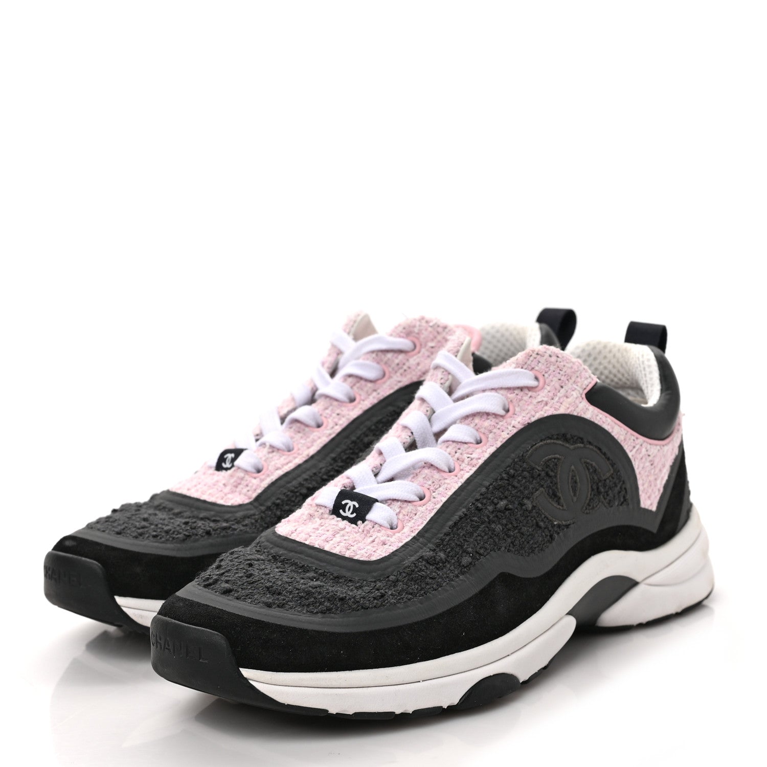 Chanel Suede Tweed CC Sneakers 40.5 Grey Pink 4 of 9