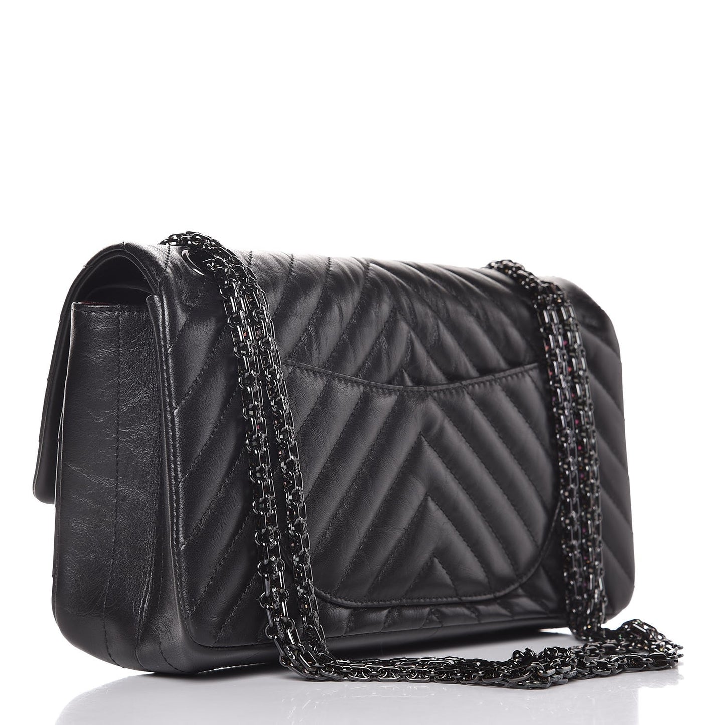 Aged Calfskin Chevron Quilted 2.55 Reissue 225 So Black