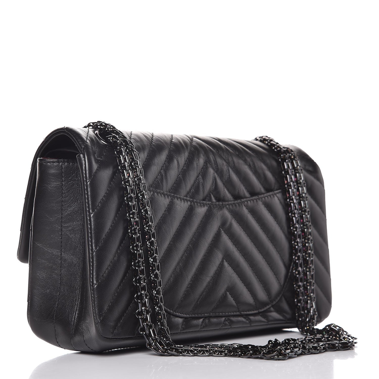 Chanel Aged Calfskin Chevron Quilted 2.55 Reissue 225 So Black 3 of 8