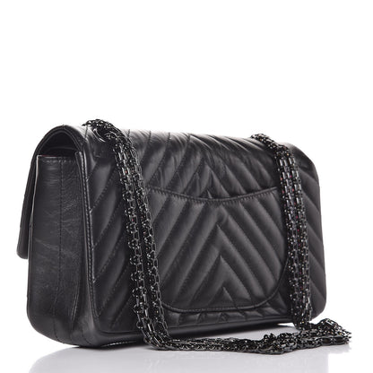 Chanel Aged Calfskin Chevron Quilted 2.55 Reissue 225 So Black 3 of 8
