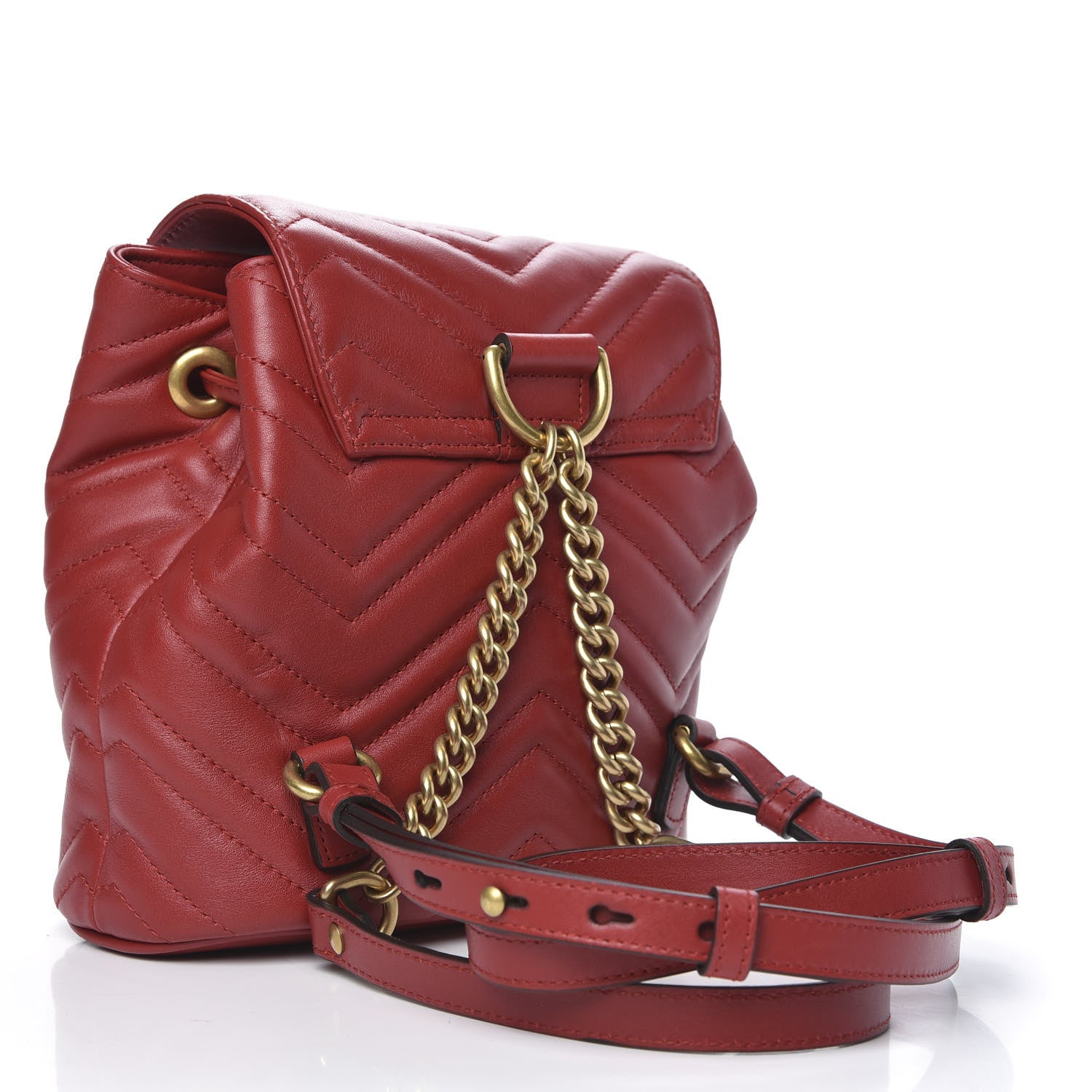 Gucci Calfskin Matelasse GG Marmont Flap Backpack Hibiscus Red 2 of 8