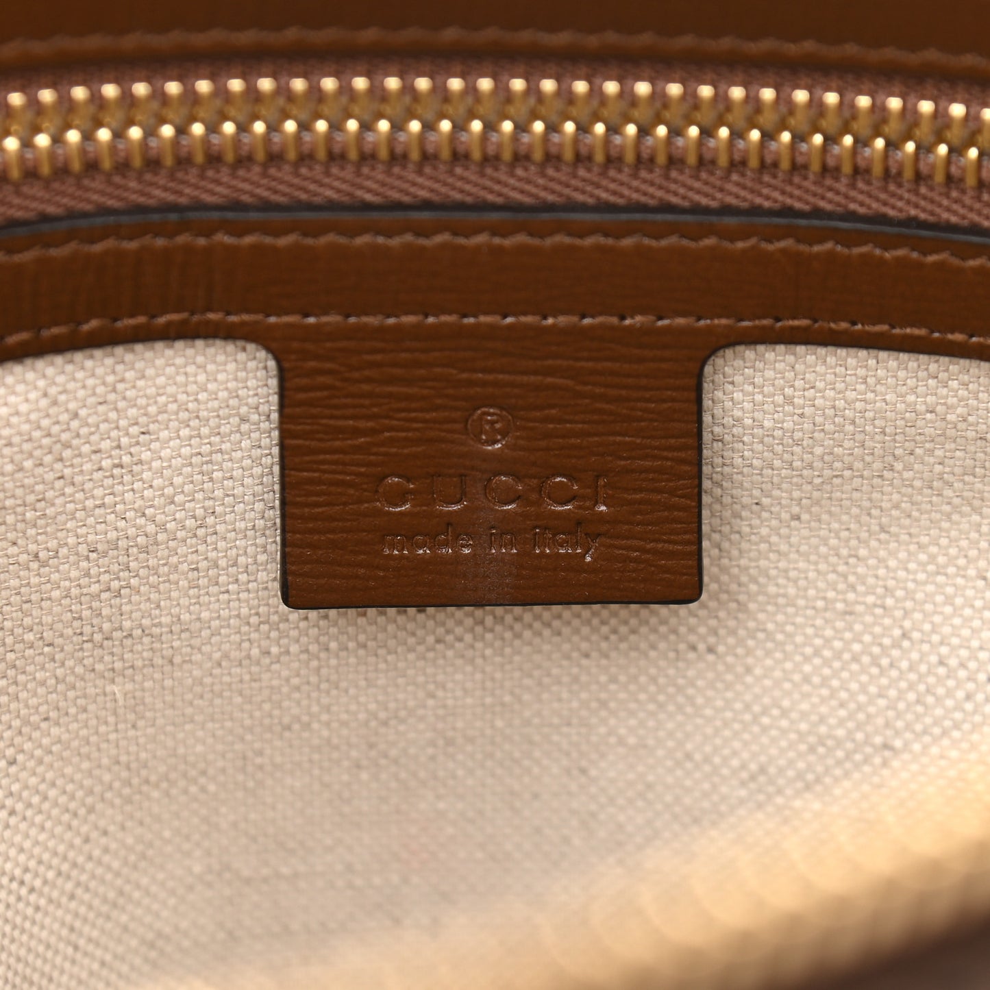 GG Supreme Monogram Azalea Calfskin Small Horsebit 1955 Top Handle Bag Beige Ebony Brown Sugar
