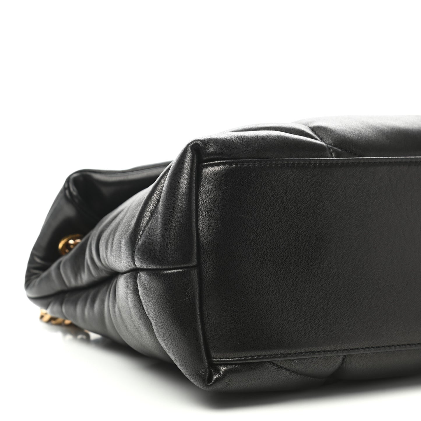Lambskin Quilted Medium Loulou Puffer Monogram Chain Satchel Black