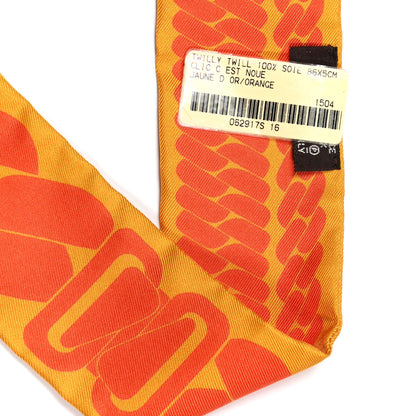 Hermes Silk Clic C'est Noue Twilly Jaune d'Or Orange 4 of 4