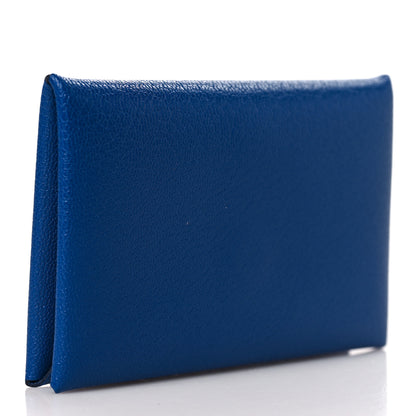 Hermes Chevre Mysore Calvi Card Case Bleu Royal 3 of 8