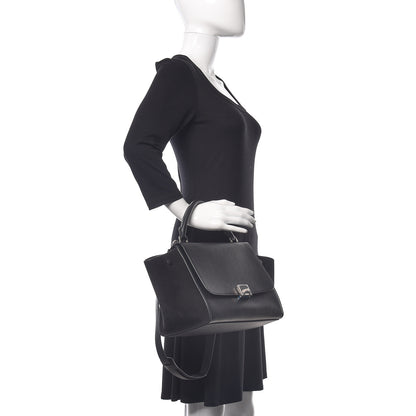 Celine Drummed Calfskin Suede Small Trapeze Black 2 of 9