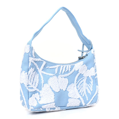 Prada Nylon Embroidered Drill Mini Re-Edition 2000 Bag Sky Blue White 3 of 8