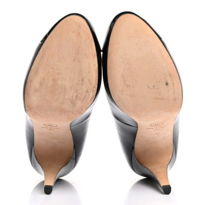 Chanel Lambskin Calfskin Patent Cap Toe CC Pumps 40 Black 5 of 10