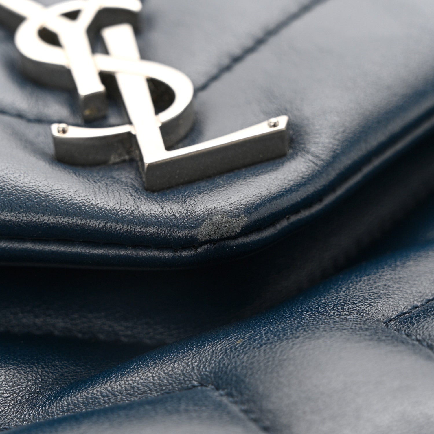 Saint Laurent Calfskin Y Quilted Monogram Small Loulou Chain Satchel Denim Blue 11 of 11