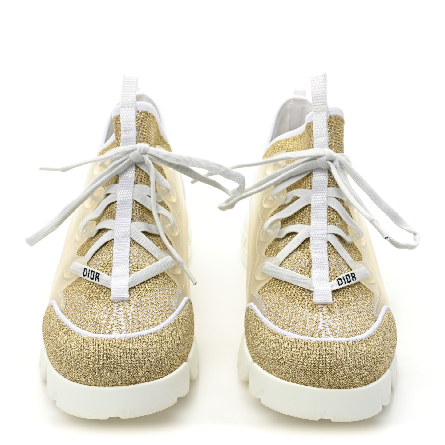 Laminated Knit D-Connect Sneakers 38 Gold
