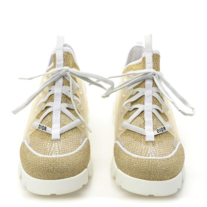 Christian Dior Laminated Knit D-Connect Sneakers 38 Gold 2 of 10