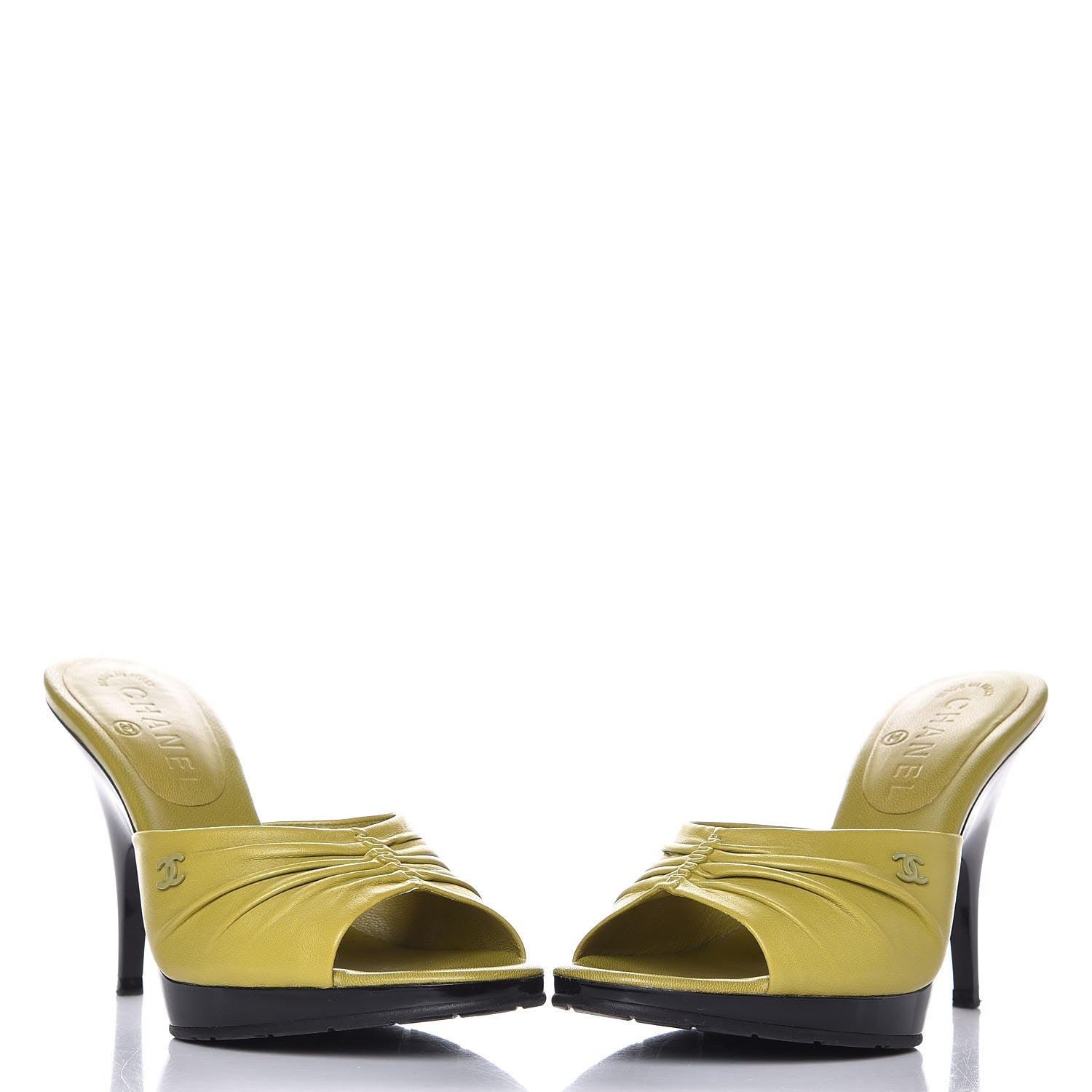 Chanel Lambskin CC Mules 6.5 Green 5 of 10