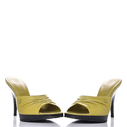 Chanel Lambskin CC Mules 6.5 Green 5 of 10