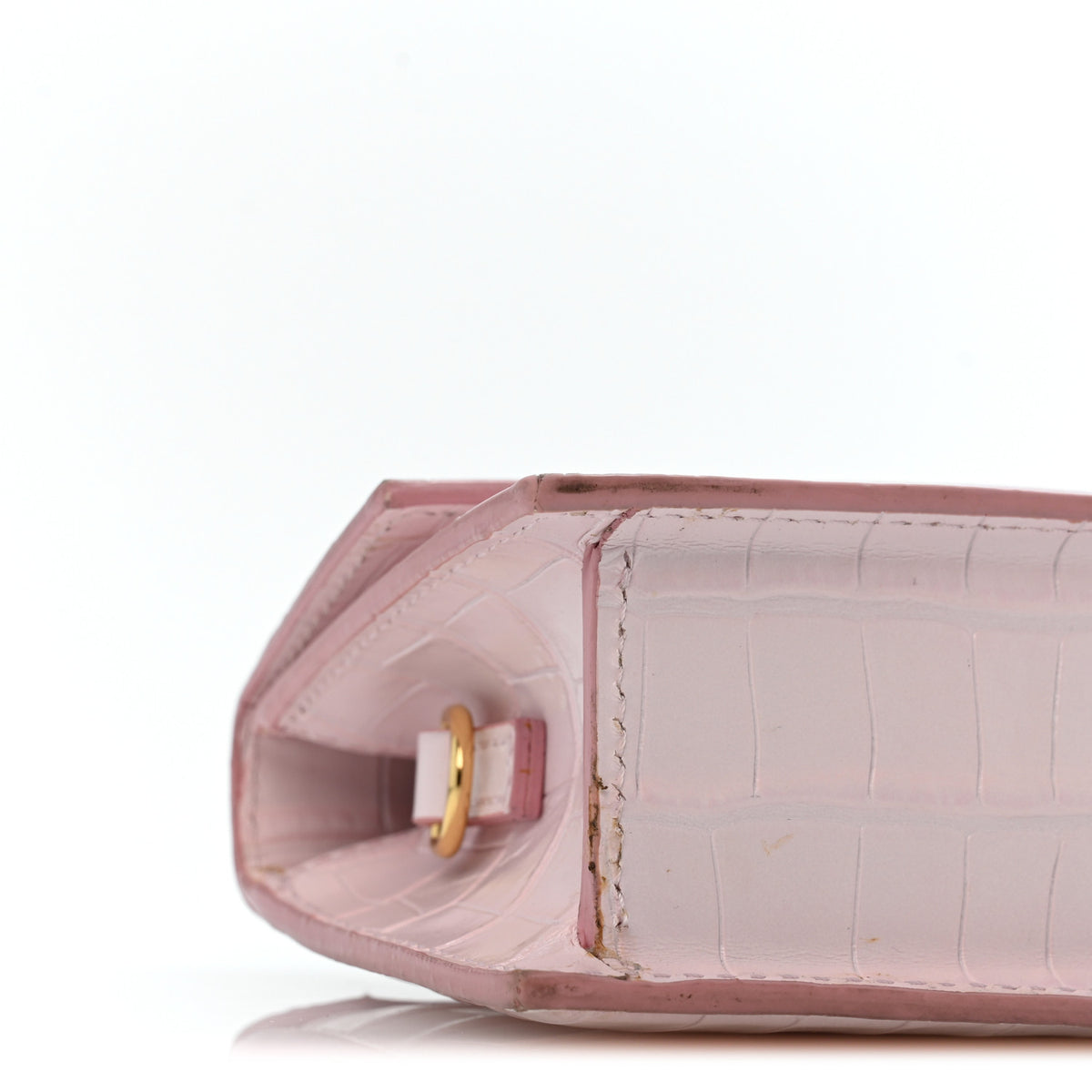 Jacquemus Calfskin Crocodile Embossed Le Chiquito Long Pale Pink 8 of 11