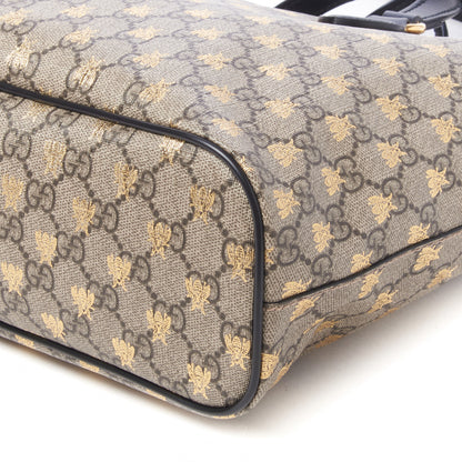 Gucci Soft GG Supreme Monogram Bees Small Crossbody Tote Beige Oro Black 8 of 8