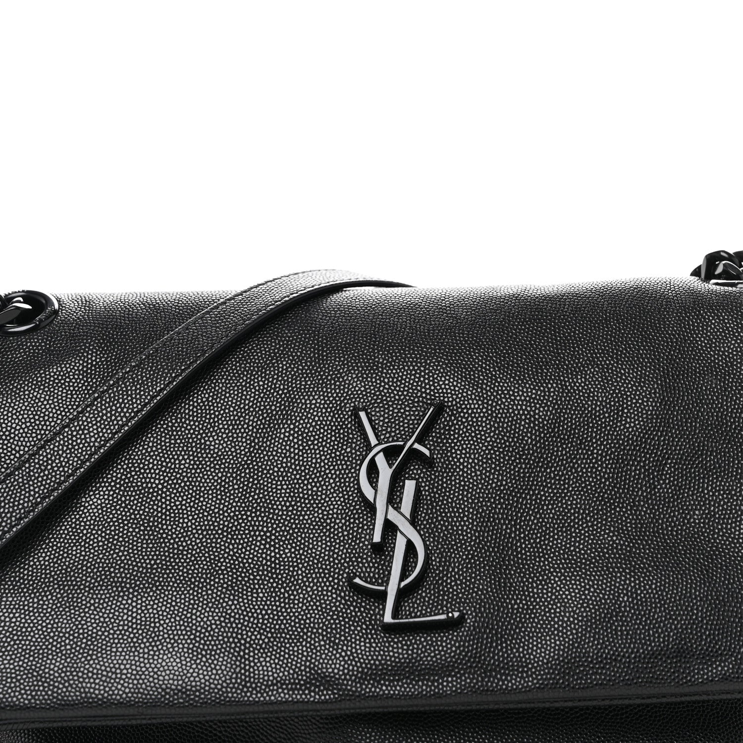 Saint Laurent Grain De Poudre Medium West Hollywood Monogram Fold-Over Black 8 of 11
