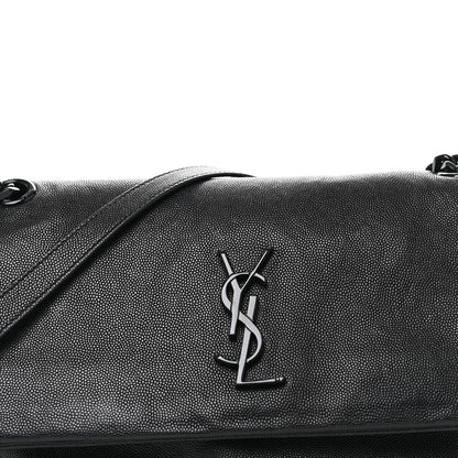 Saint Laurent Grain De Poudre Medium West Hollywood Monogram Fold-Over Black 8 of 11