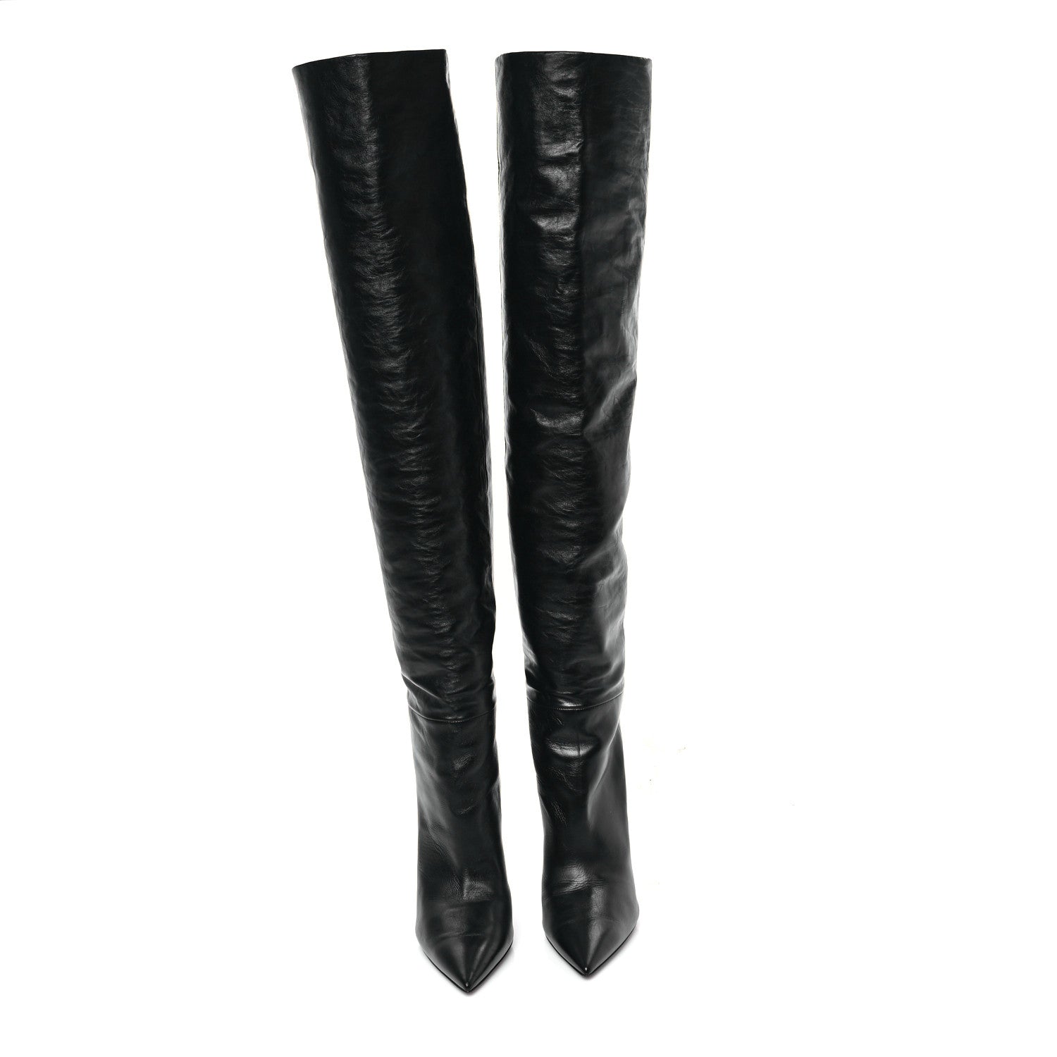 Saint Laurent Calfskin Kiki 100 Over The Knee Boots 37.5 Black 2 of 8