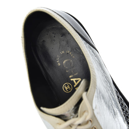 Chanel Metallic Crumpled Lambskin CC Lace Up Oxfords 36.5 9 of 20