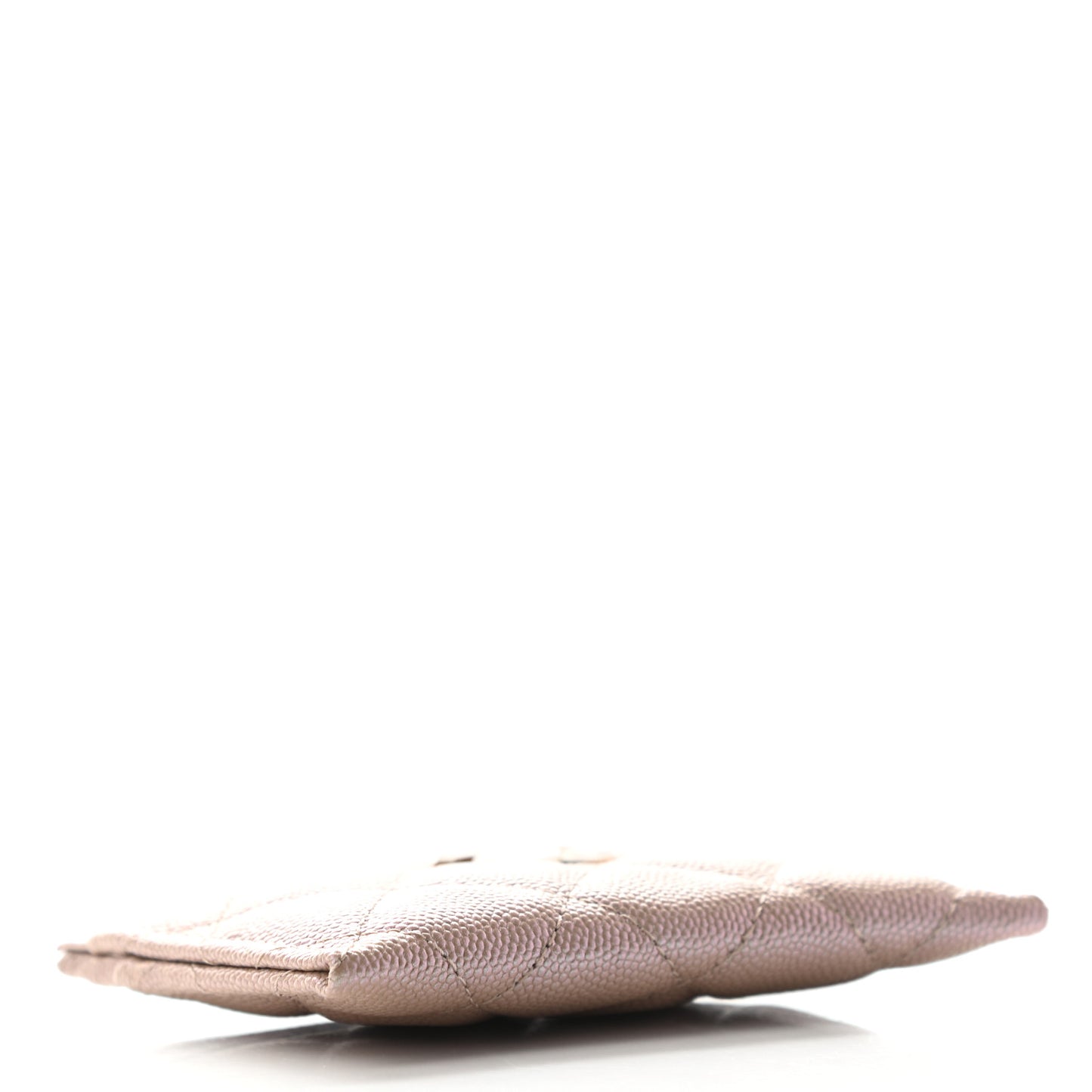 Iridescent Caviar Quilted Card Holder Beige