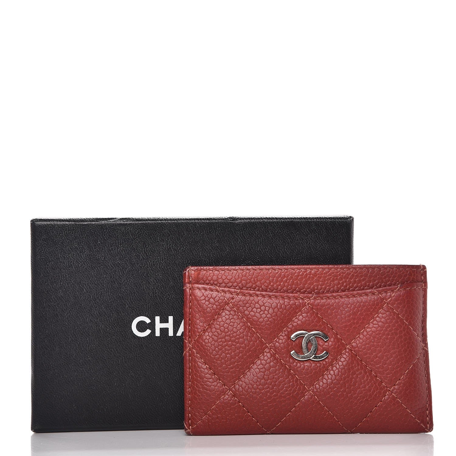 Chanel Caviar Quilted Card Holder Red 10 of 10