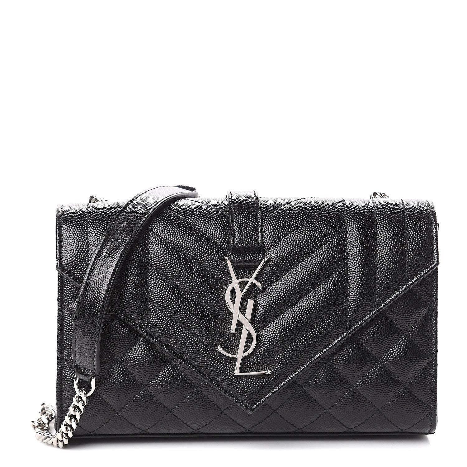 Saint Laurent Grain De Poudre Textured Mixed Matelasse Triquilt Small Monogram Satchel Black 1 of 8