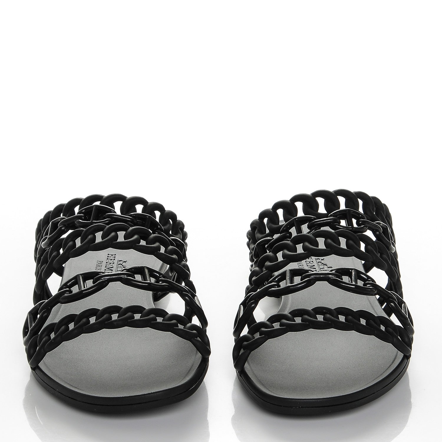Hermes Rubber Chaine d'Ancre Nude Sandals 35 Black 4 of 9