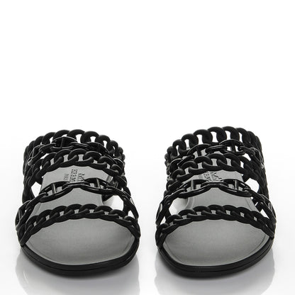 Hermes Rubber Chaine d'Ancre Nude Sandals 35 Black 4 of 9