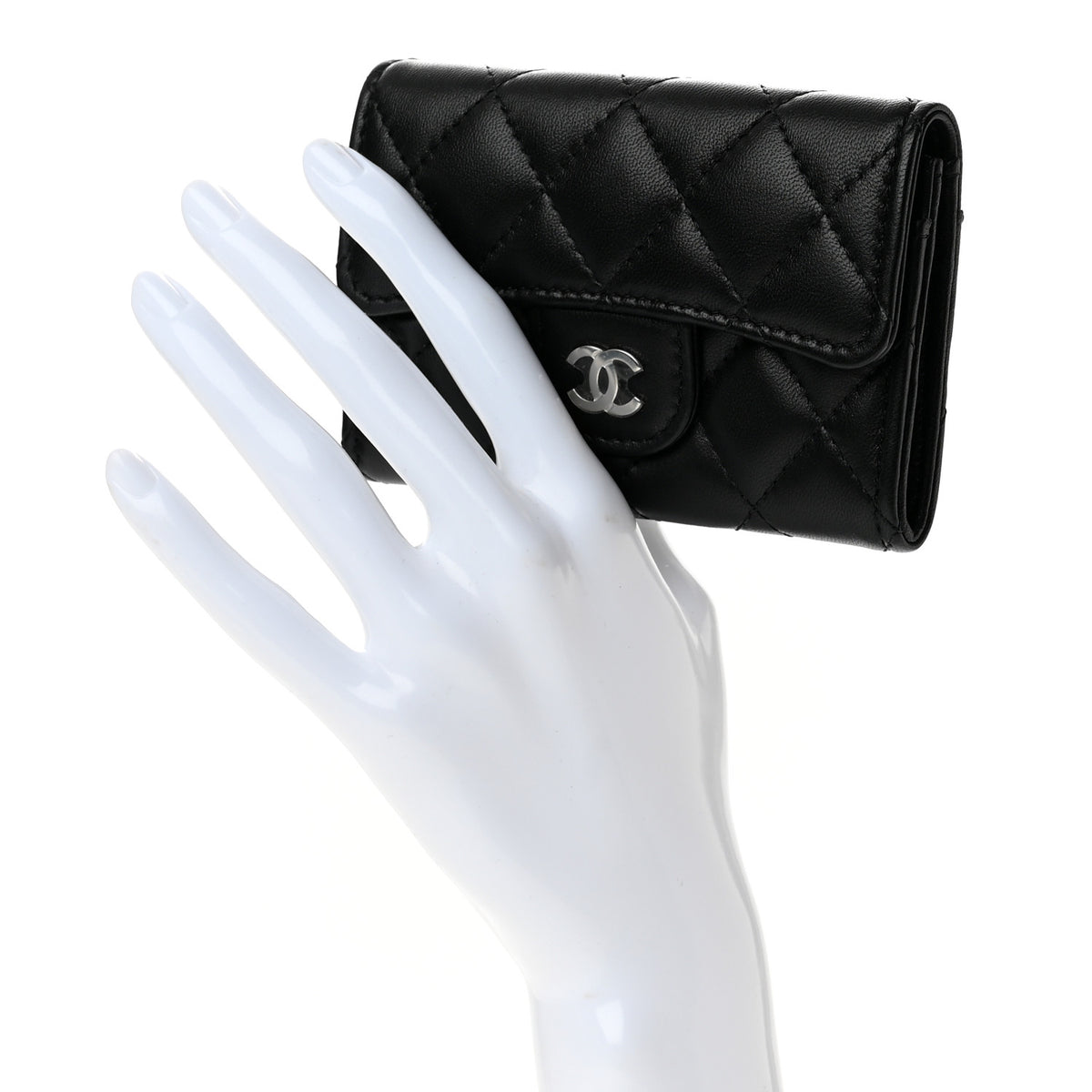 Chanel Lambskin Quilted Flap Card Holder Wallet Black 2 of 7