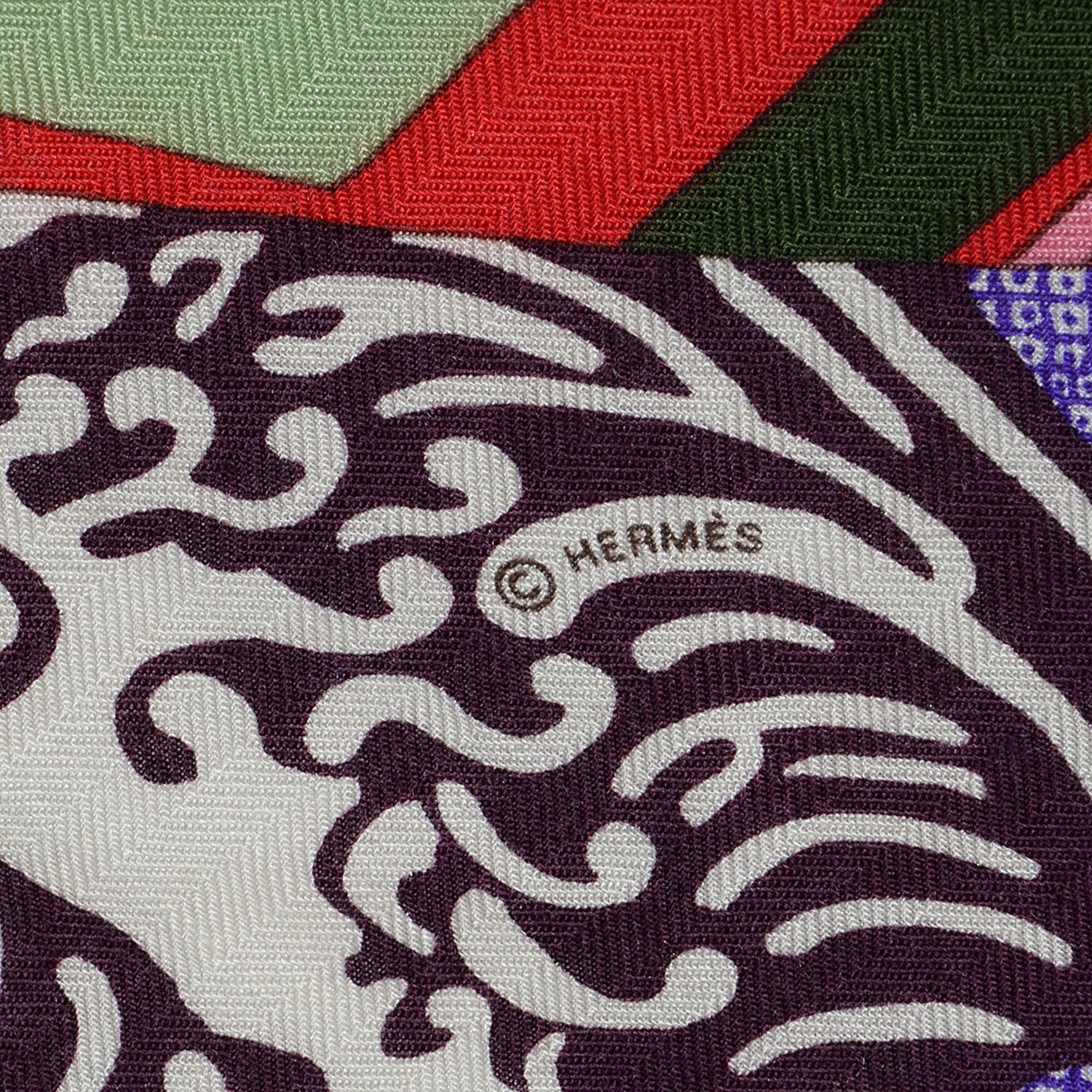 Hermes Cashmere Silk Ex Libris En Monogram Kimonos Scarf Prune Rose Violet 140 3 of 6