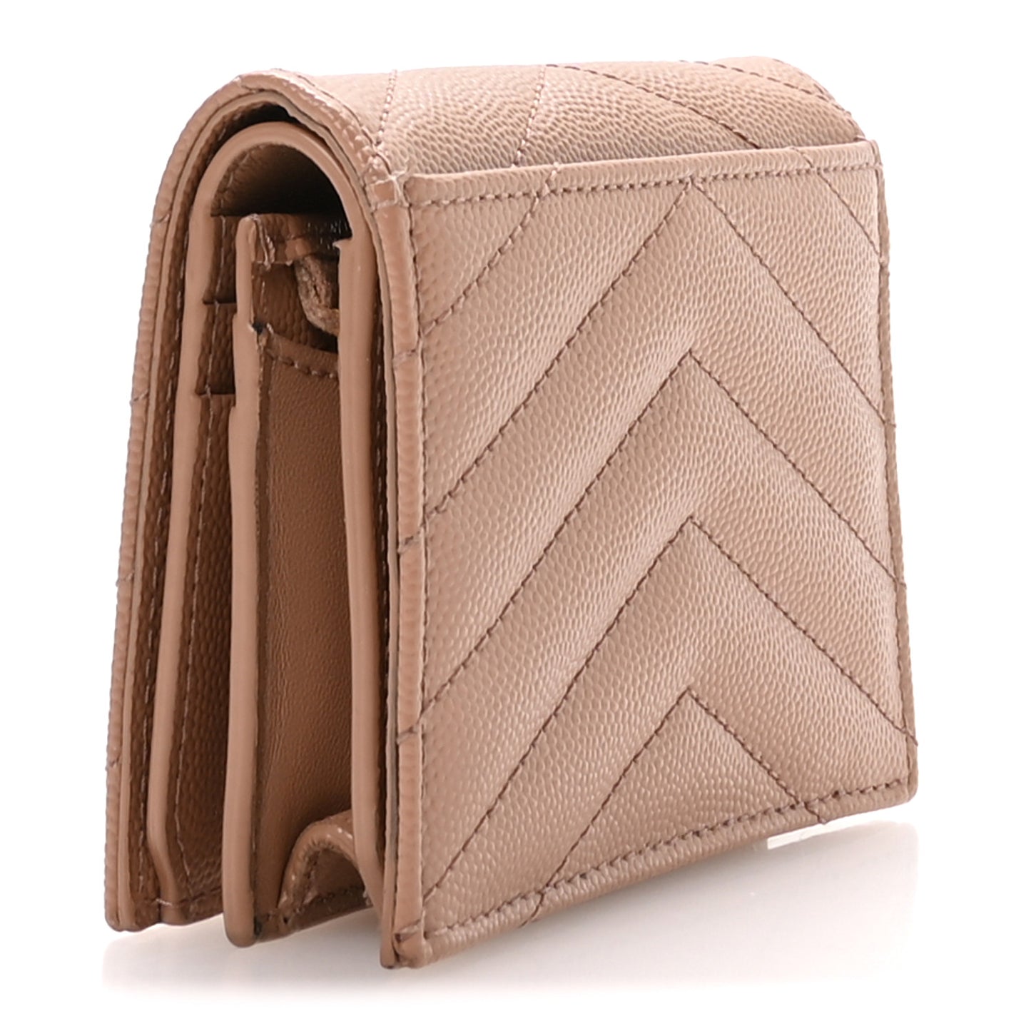 Grain De Poudre Matelasse Chevron Monogram Flap Card Case Vintage Peach