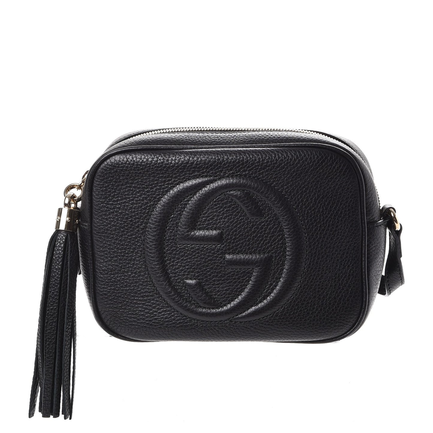 Pebbled Calfskin Small Soho Disco Bag Black
