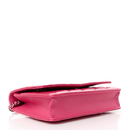 Chanel Patent Calfskin Quilted Wallet On Chain WOC Pink 4 of 12