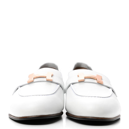 Hermes Calfskin Womens Paris Loafers 38 White 2 of 7