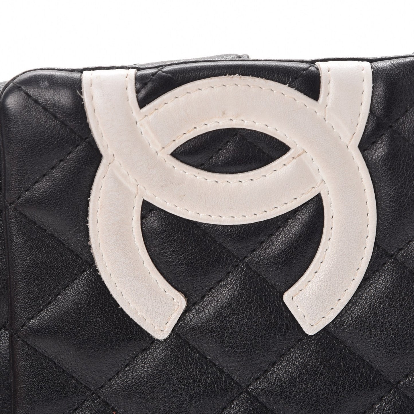 Calfskin Quilted Cambon Crossbody Messenger Black White